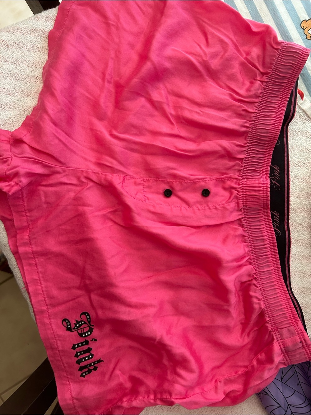 PINK Victoria's Secret Hot Pink Athletic Shorts with Script Logo